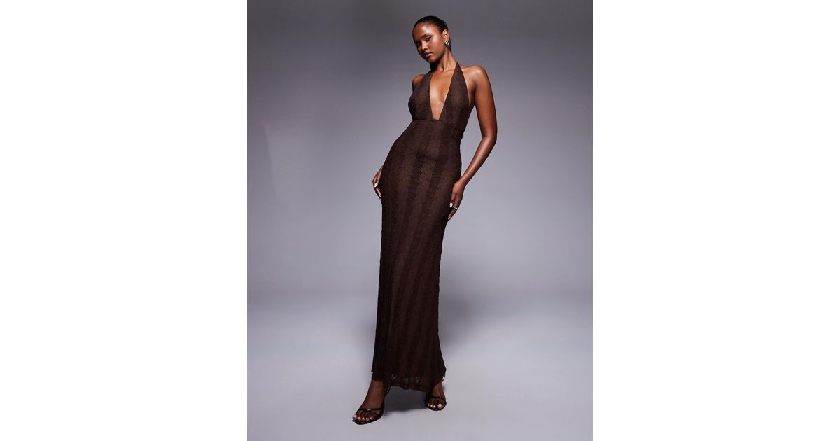 long brown dress long sleeve Mocha Brown Lace Balloon Sleeve Long Dress – Vintage Fairytale Style Brown / M main image 0