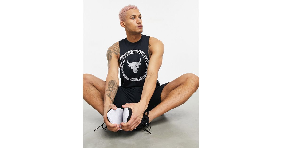 Under Armour Black Training X Project Rock Snake Print Tank for men