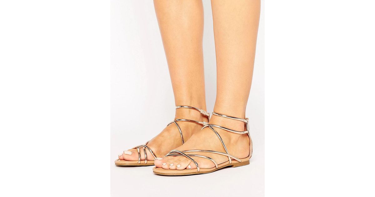 rose gold strappy sandals
