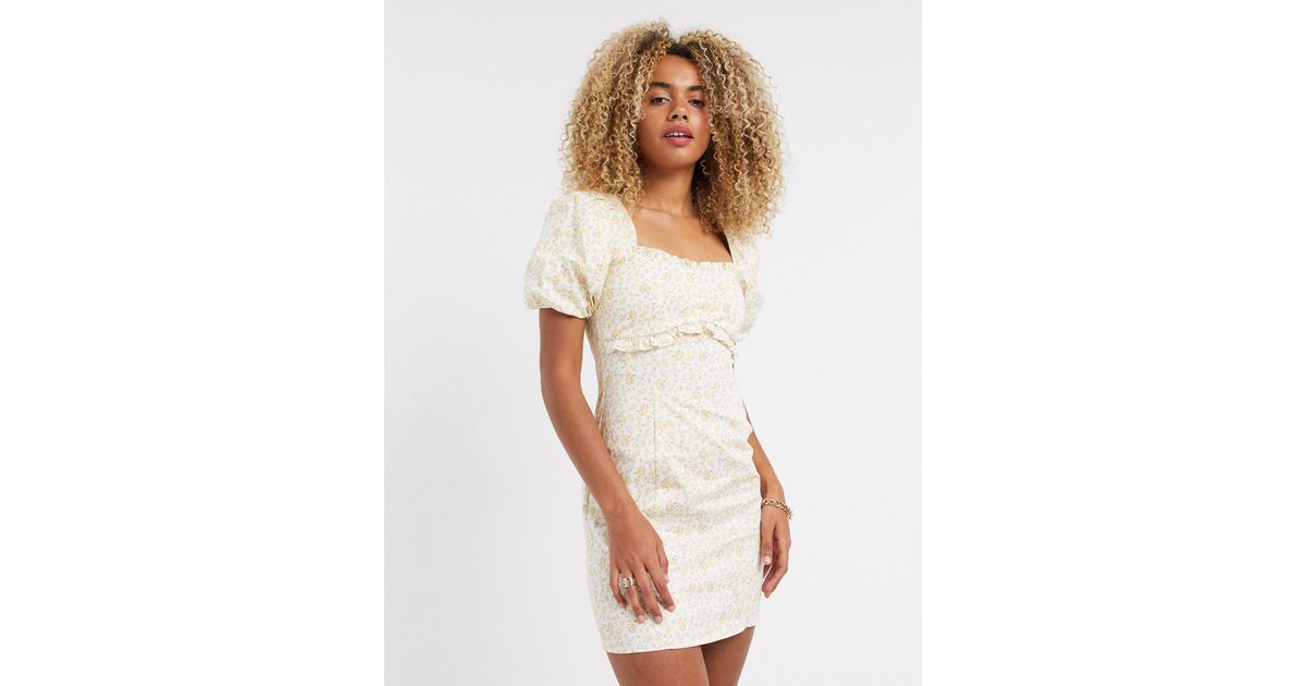 Mini Dress With Puff Sleeves 