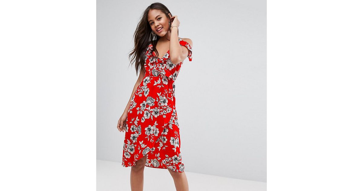 new look red dress floral