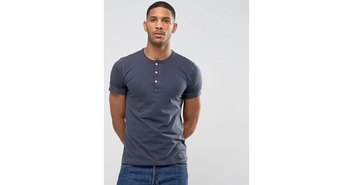 Abercrombie & Fitch Muscle Slim Fit Henley T-shirt Rib Cuff Garment Dyed In  Navy in Blue for Men | Lyst