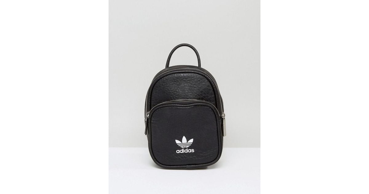 adidas originals leather look mini backpack in black