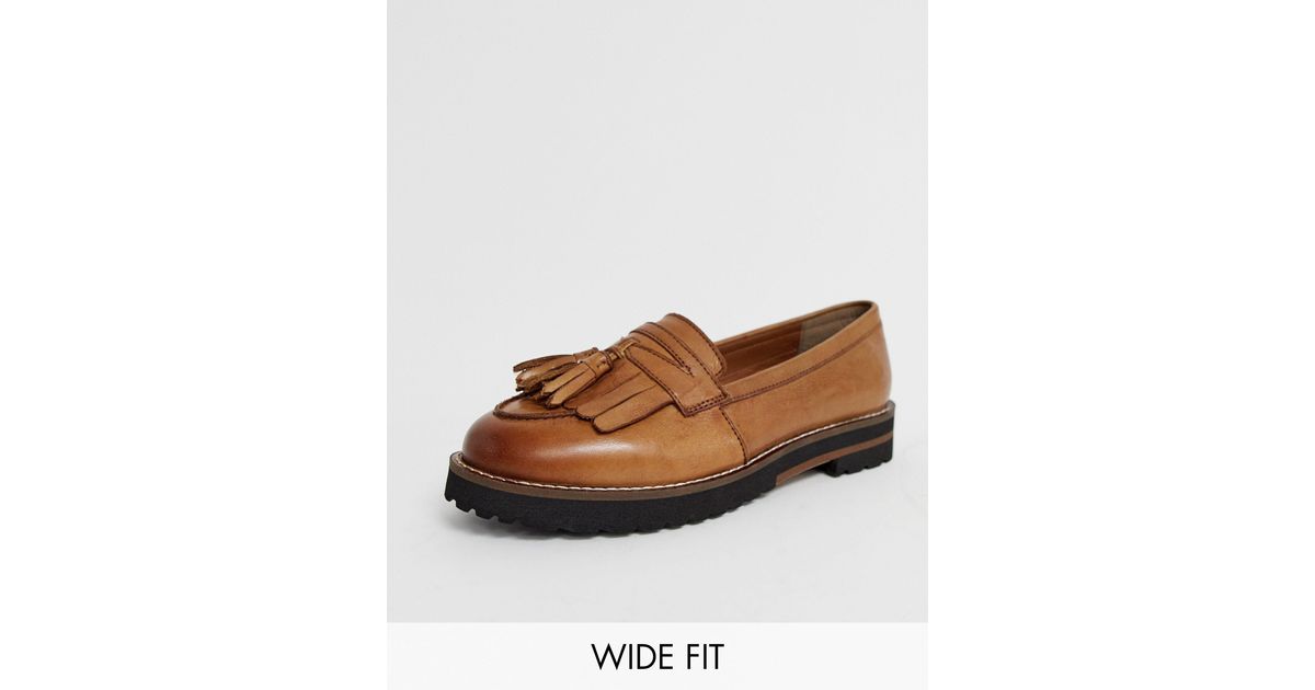asos design maxfield leather fringed loafers