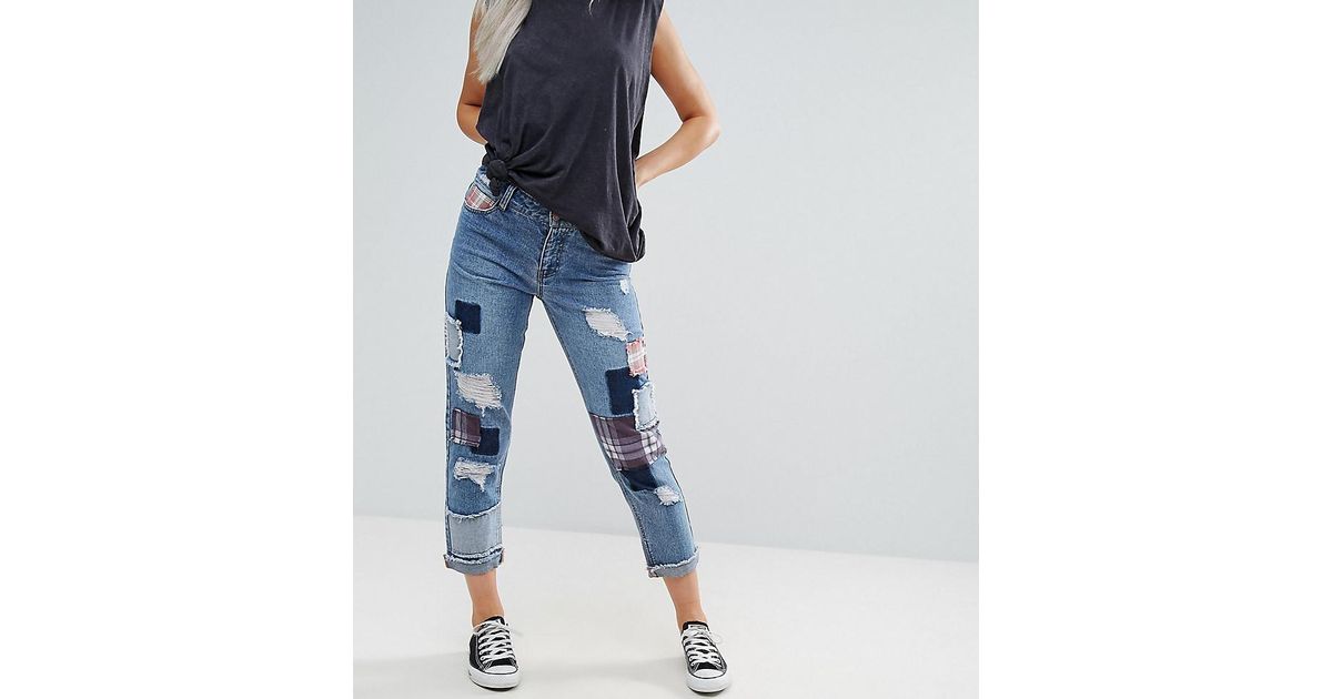 patchwork mom jeans