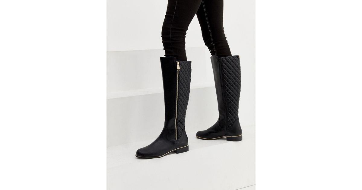 Lipsy knee high quilted riding boot Clearance