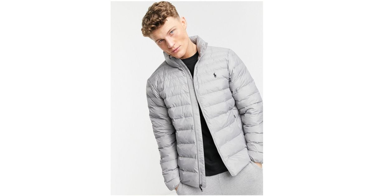 Polo Ralph Lauren Terra Player Logo Recycled Nylon Puffer Jacket in Gray  for Men