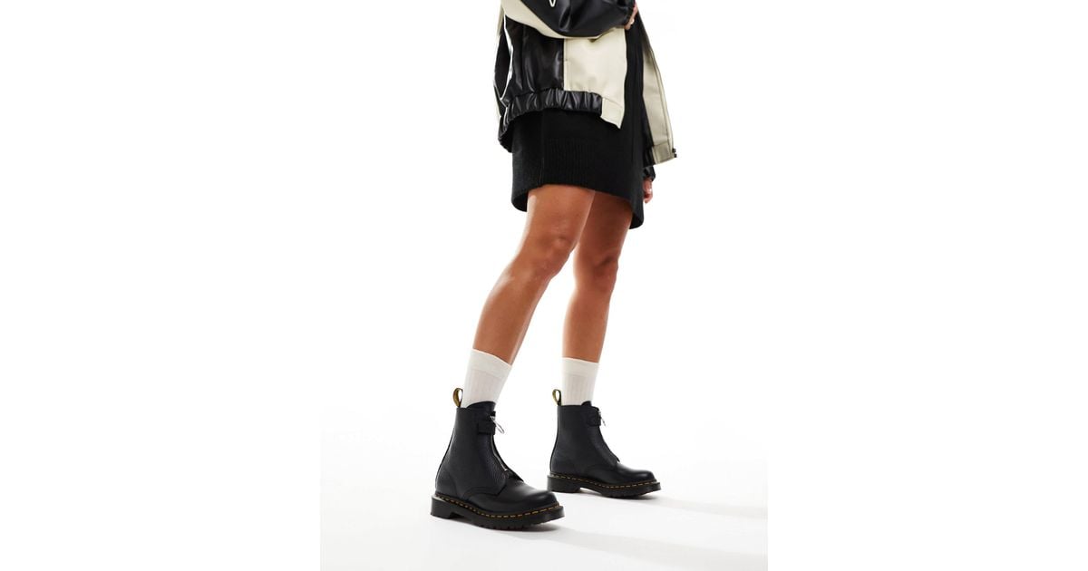 Pascal Front Dr. Martens 1460 Pascal Front Zip Low Boots in Black | Lyst Australia