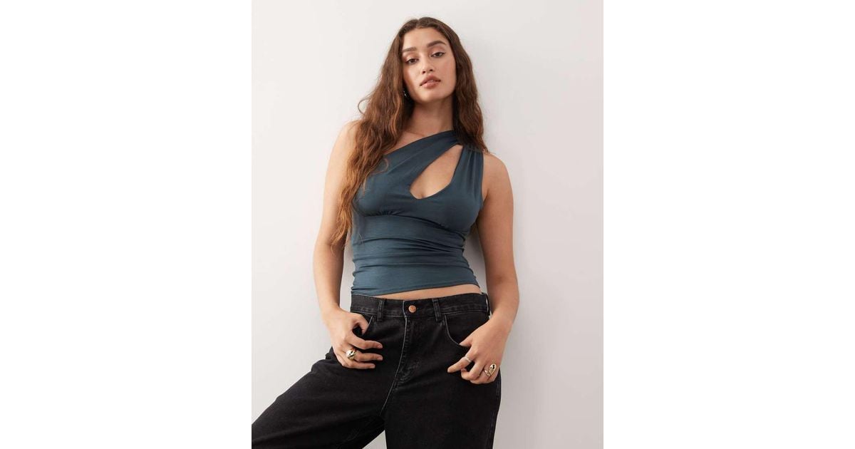 Weekday One Shoulder Top With Slash Detail in Blue Lyst UK