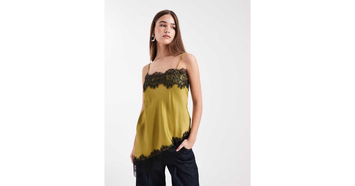 ASOS Satin Lace Trim Asym Cami Top | Lyst UK