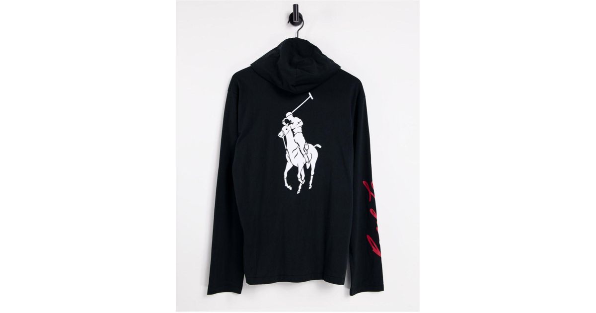 Polo Ralph Lauren Back And Arm Logo Hooded Long- Sleeved Top in Black for  Men | Lyst Canada