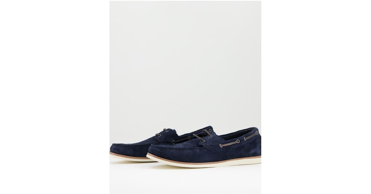 topman tan real suede marshall boat shoes