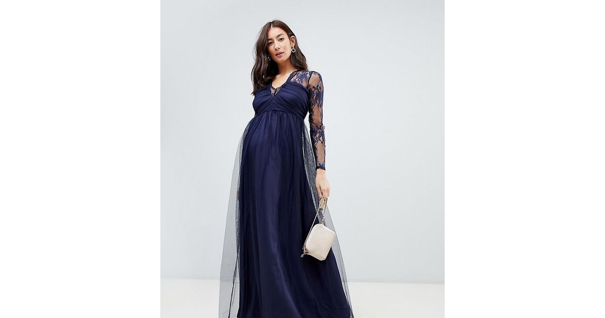 asos lace maxi dress with long sleeves