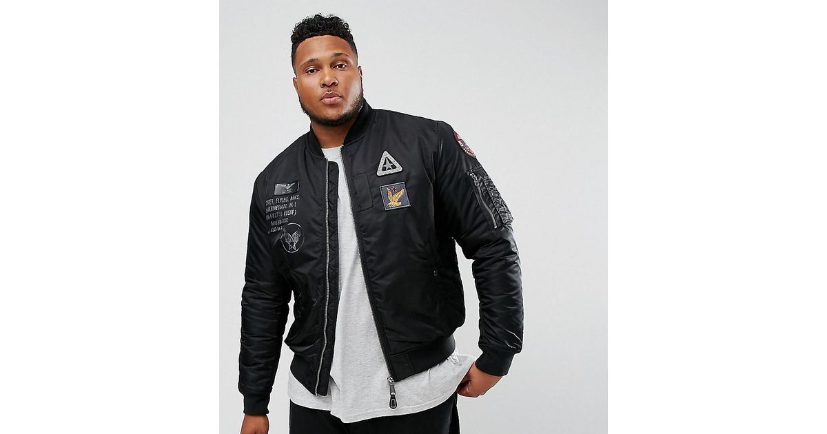 schott nylon badge bomber jacket slim fit in green