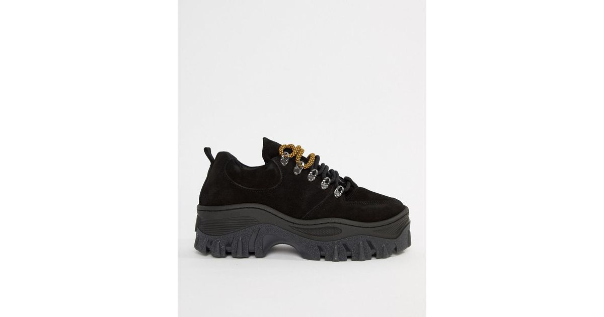 bronx black suede chunky sole trainers