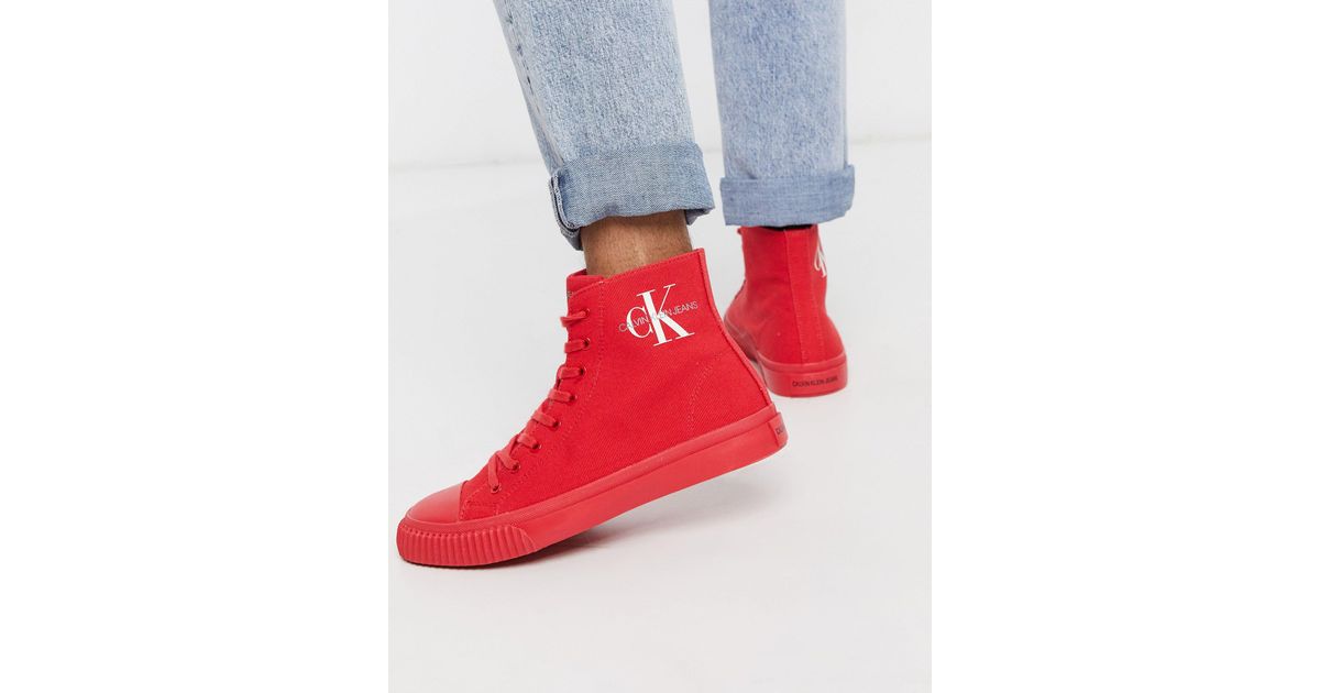 Calvin Klein Jeans Icaro Canvas High Top Sneakers in Red for Men | Lyst