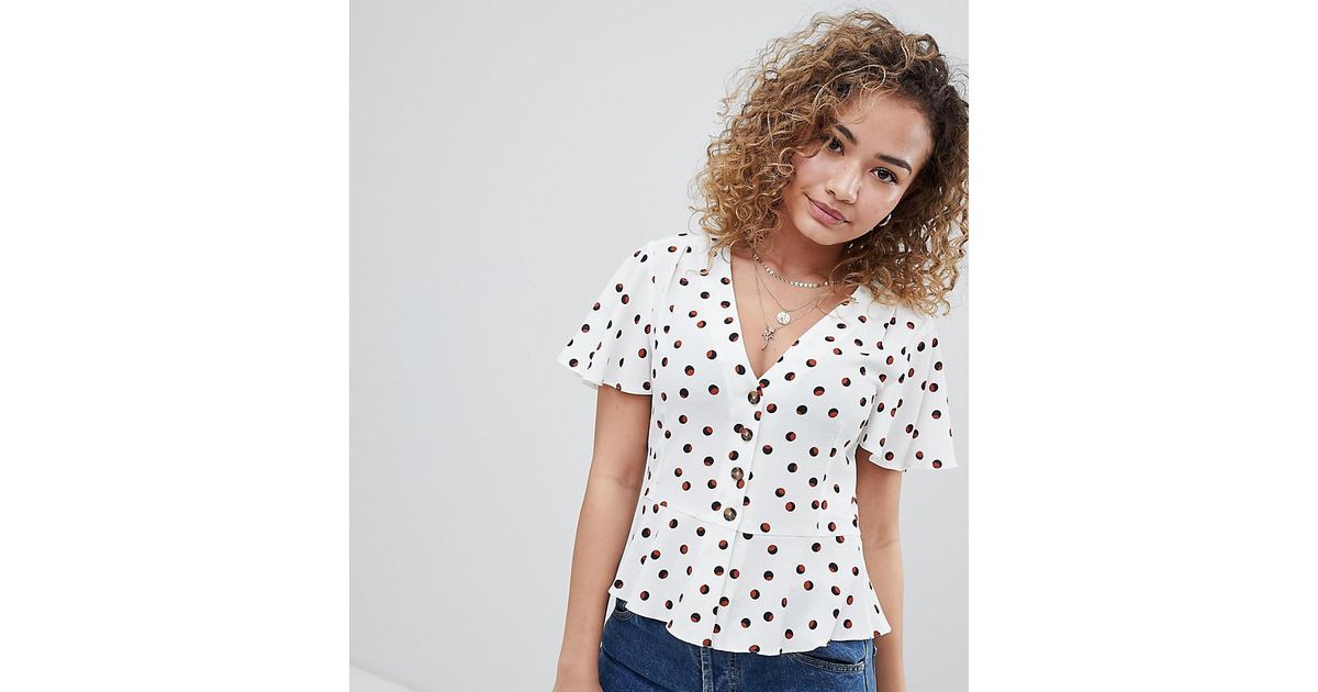 miss selfridge polka dot top