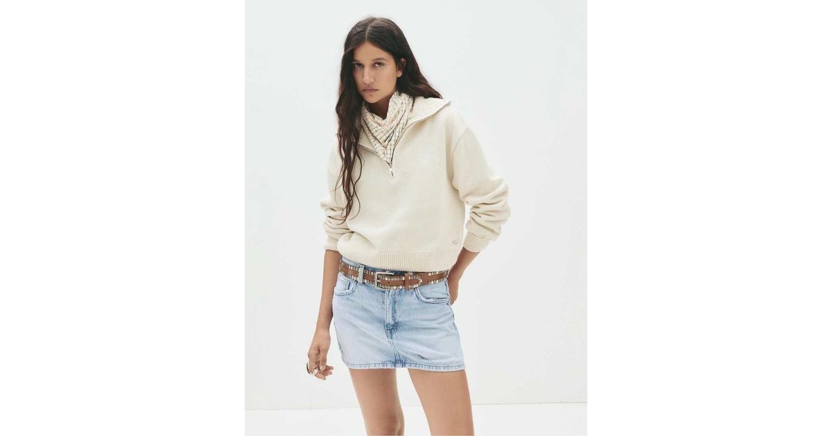 Pull&Bear Ripped Denim Mini Skirt in White Lyst UK