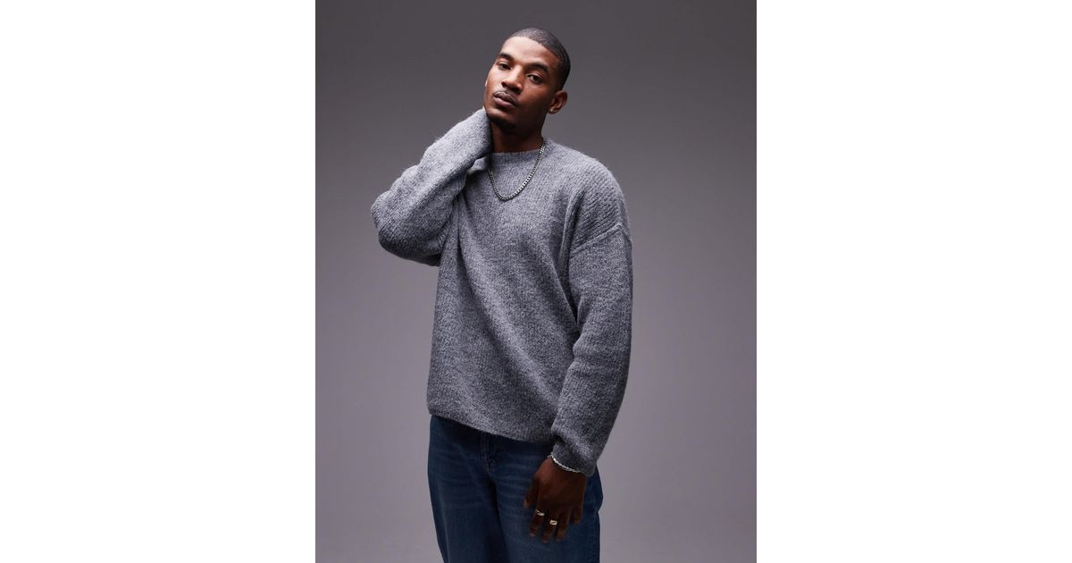 Pull Homme Topman Tricoté - Taille M, Gris, État Très Bon