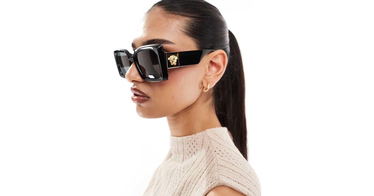 Versace Black Angular Sunglasses Versace VE4361 Shiny Black Prescription Sunglasses - 50% Off  main image 2