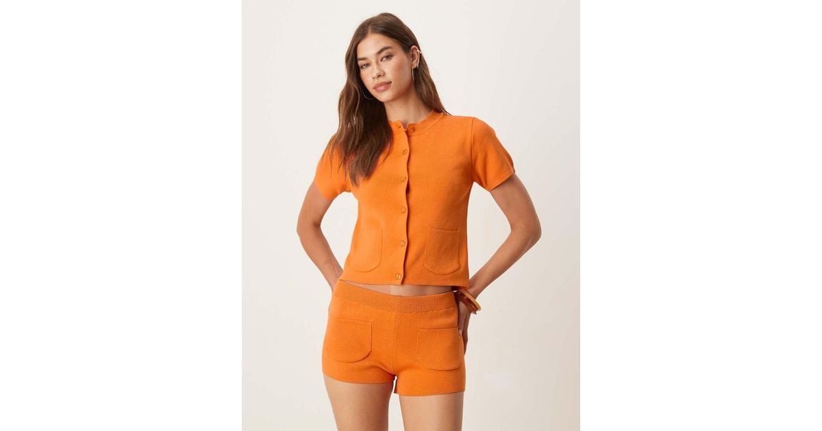 Mango Compact Knit Short Sleeve Cardigan Co-Ord With Front Pocket