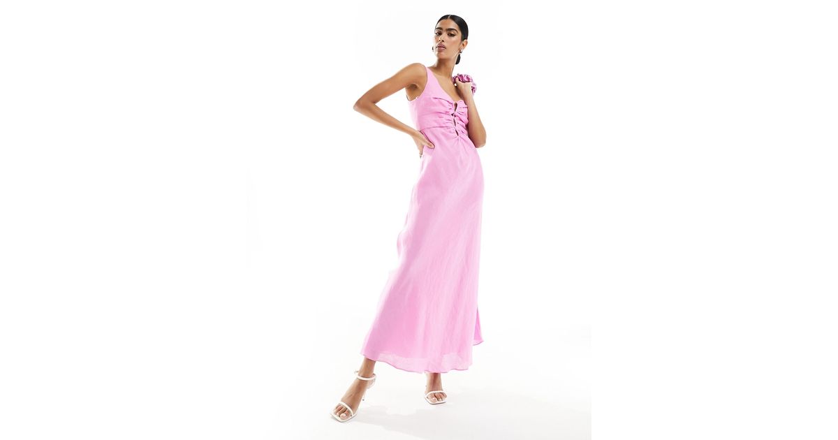 knee length dresses for ladies Forever new – Noa Linen Midi Dress – campaign-outlet – Pink