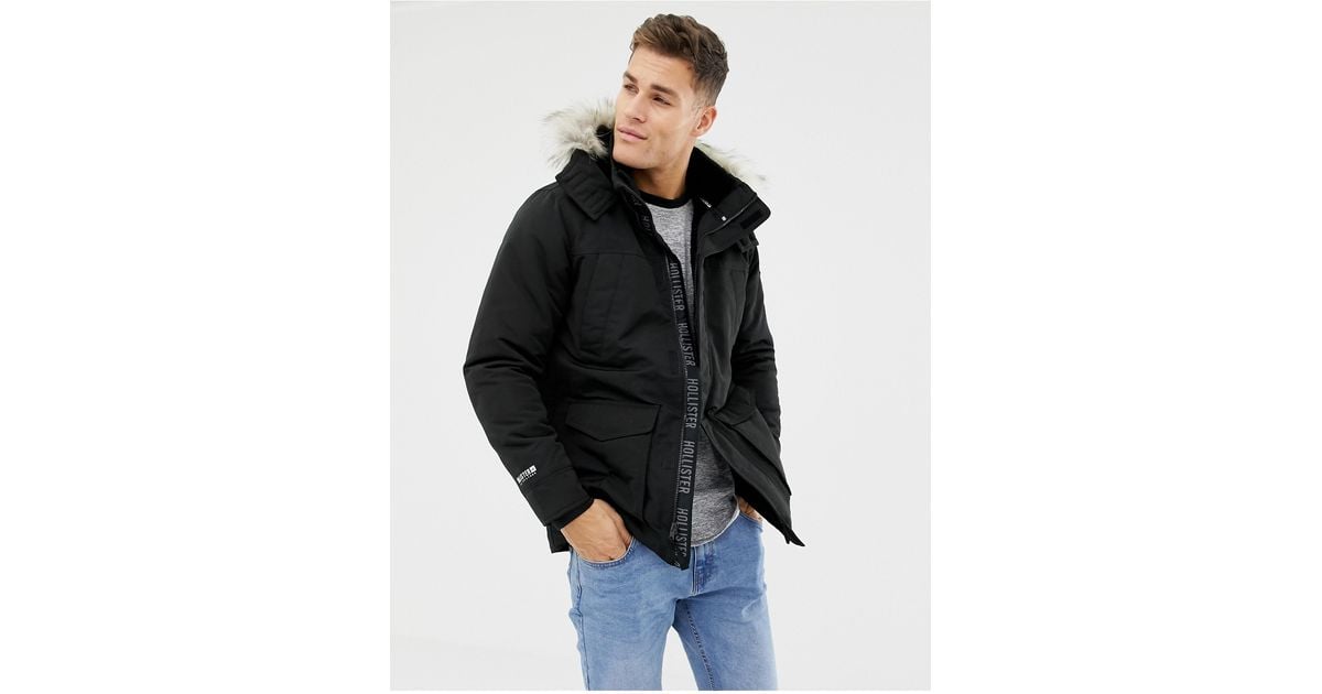 hollister black parka