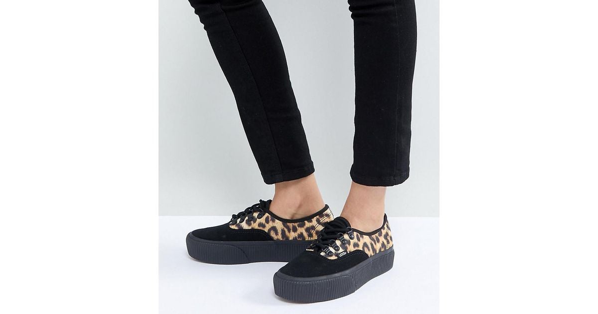 vans authentic platform sneakers in leopard print