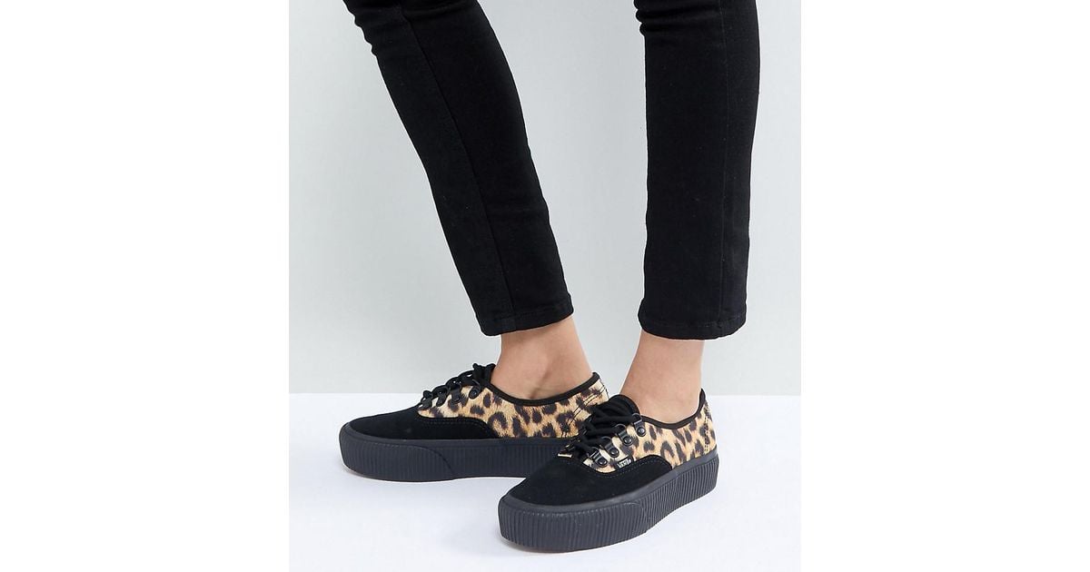 Vans Black Authentic Platform Trainers In Leopard Print Vans Black Authentic Platform Trainers In Leopard Print