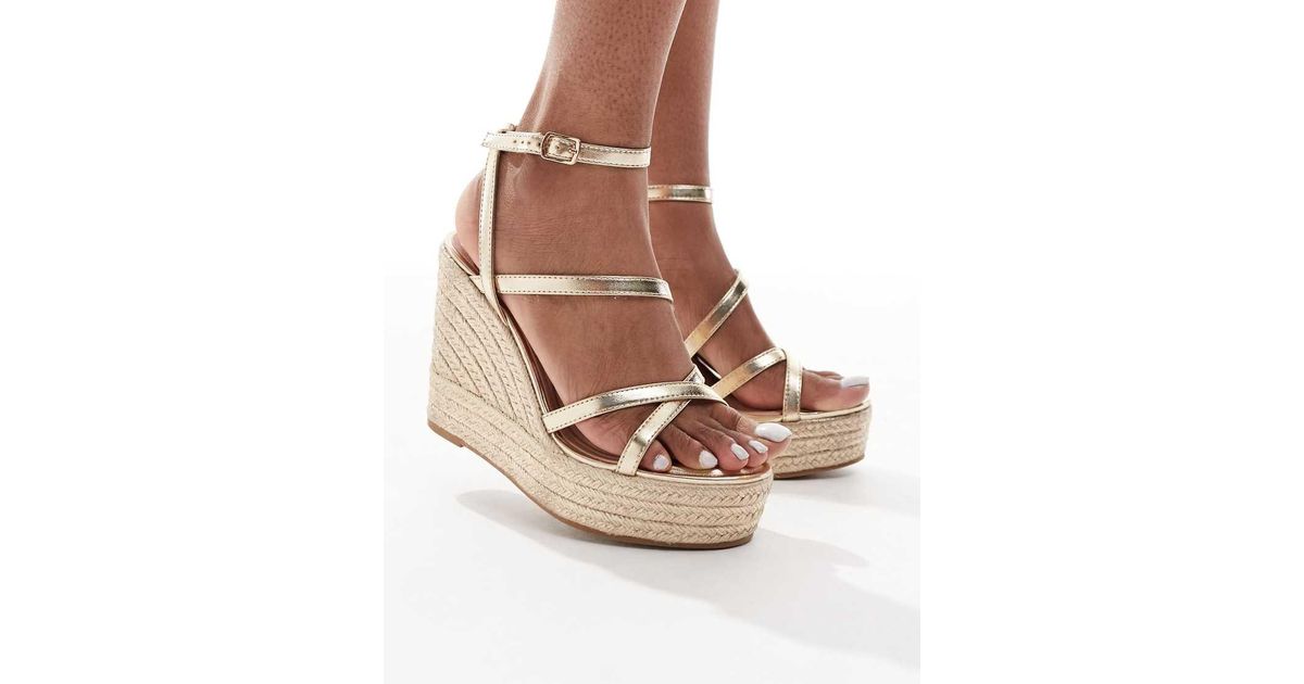 New Look Strappy Wedge Espadrilles in Natural | Lyst UK
