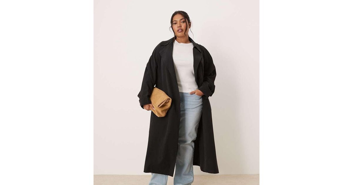 ASOS Asos Design Curve Waterfall Collar Trench Coat in Black Lyst UK