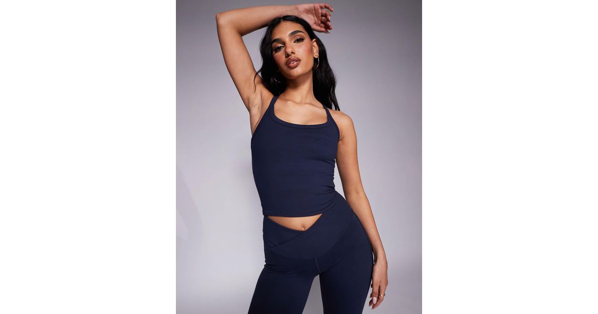 4505 Icon Yoga Cami With Inner Bra And Adjustable Straps in Blue | Lyst