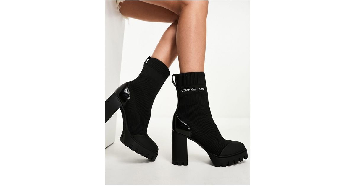 Black knitted sock boots discount