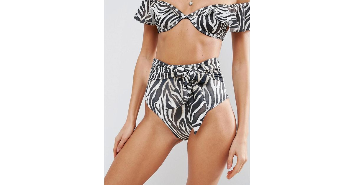 zebra print high waisted bikini