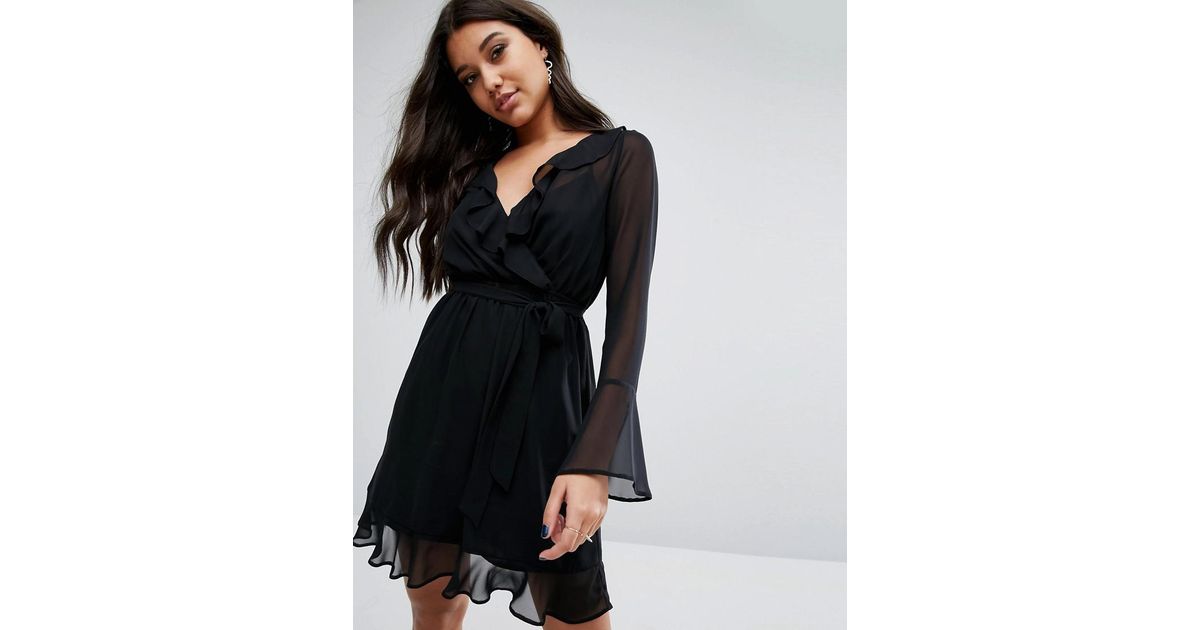 lipsy ruffle wrap dress