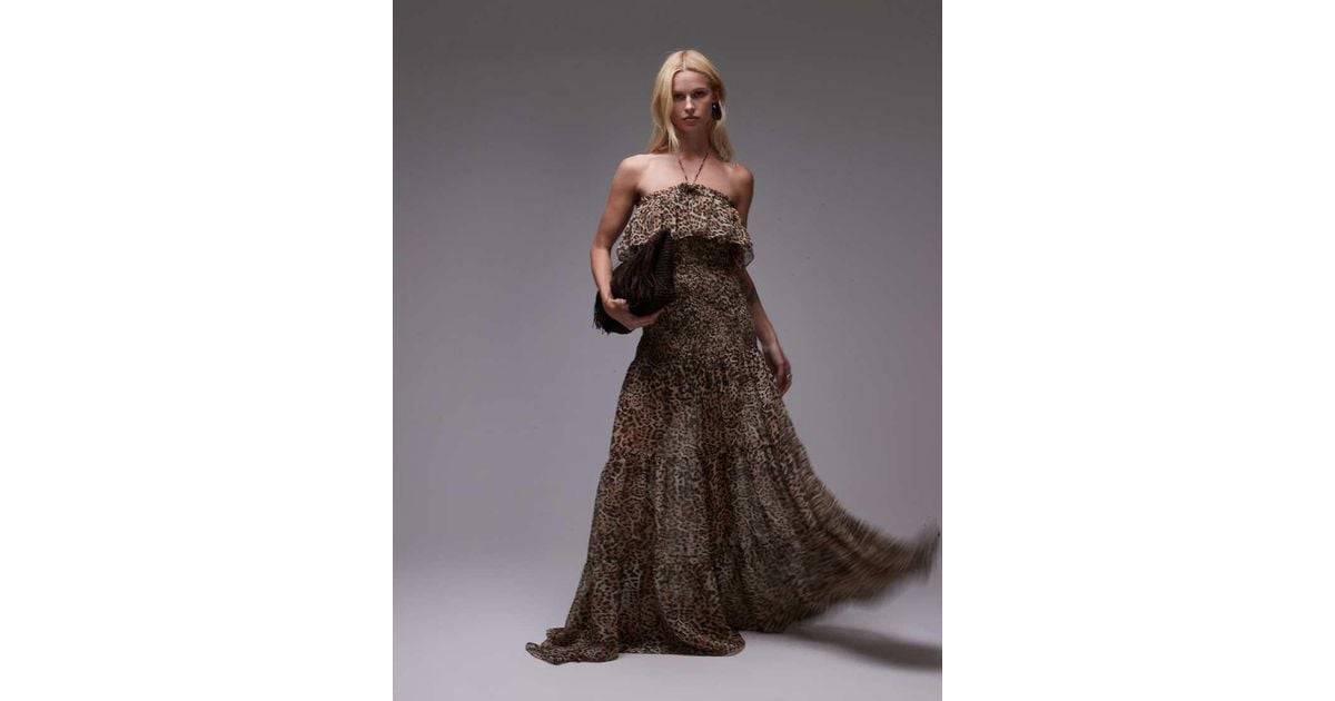Mango Featuring Kaia Gerber Bandeau Chiffon Maxi Dress in Brown | Lyst UK Mango Featuring Kaia Gerber Bandeau Chiffon Maxi Dress in Brown | Lyst UK