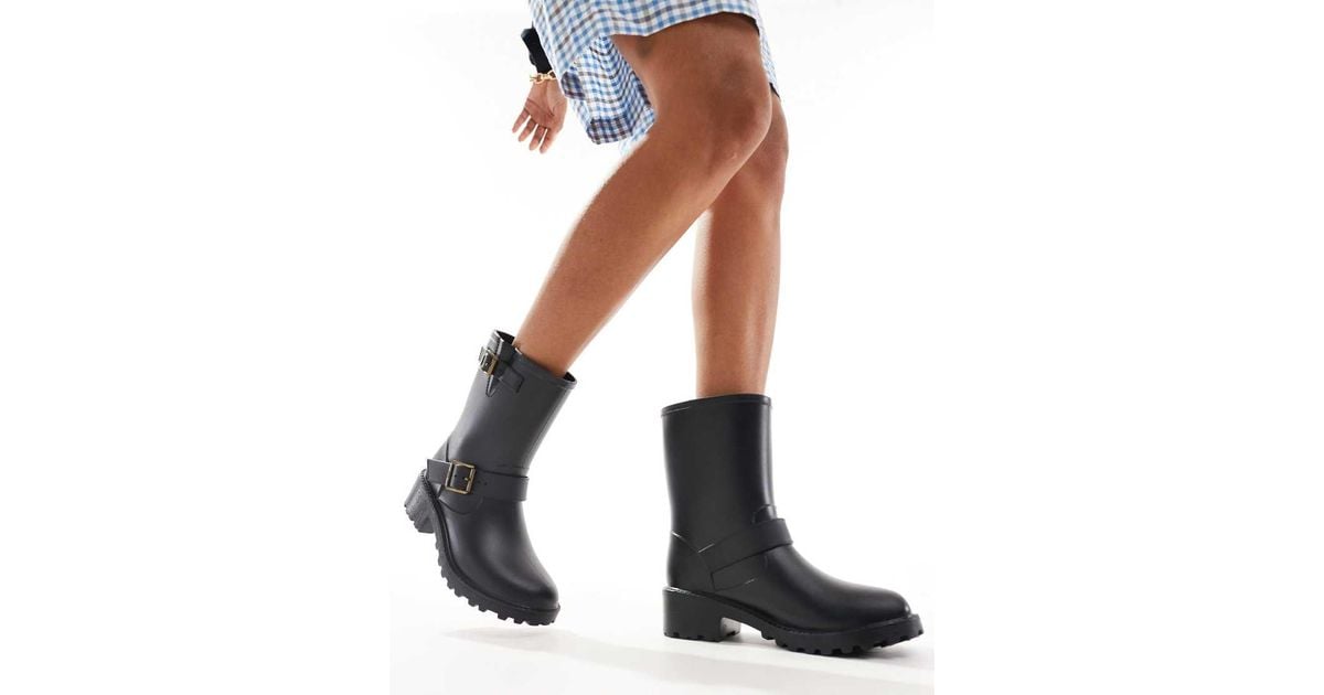 Glamorous Biker Wellies in White Lyst UK