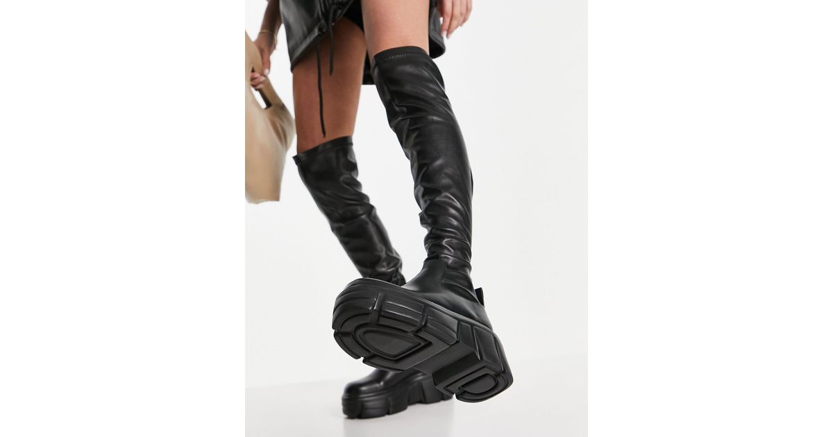 EGO Stevie Over The Knee Boots in Black | Lyst