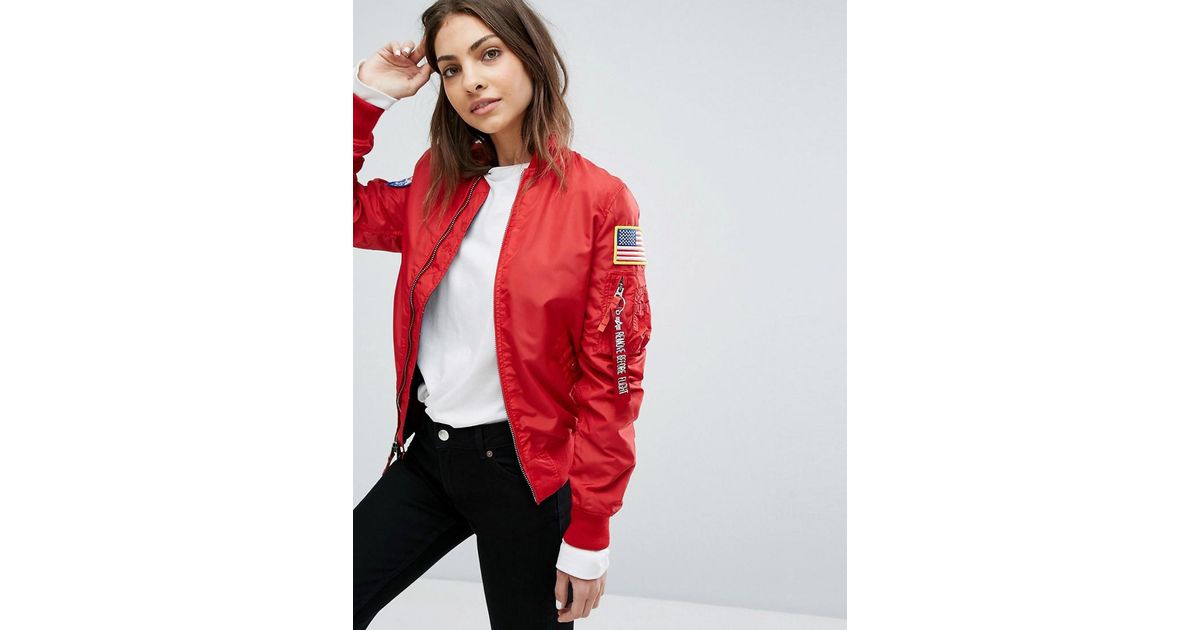 Alpha Industries Synthetic Ma 1 Tt Nasa Reversible Bomber Jacket In Red Lyst