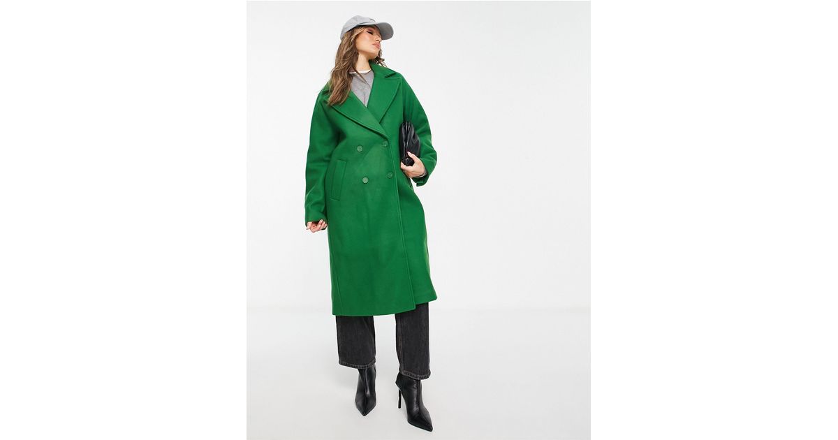 NA-KD X Klara Montes Wool Blend Midi Coat in Green | Lyst