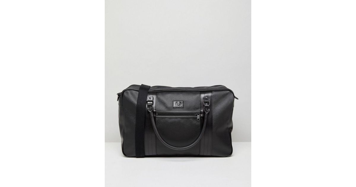 Fred Perry Saffiano Overnight Bag In Black for Men | Lyst UK
