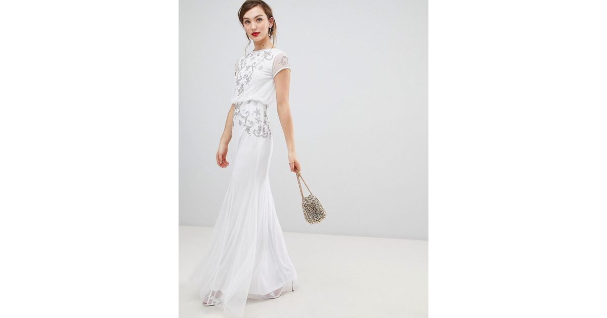 Frock and Frill Frock & Frill Capped Sleeve Chiffon Overlay Maxi Dress