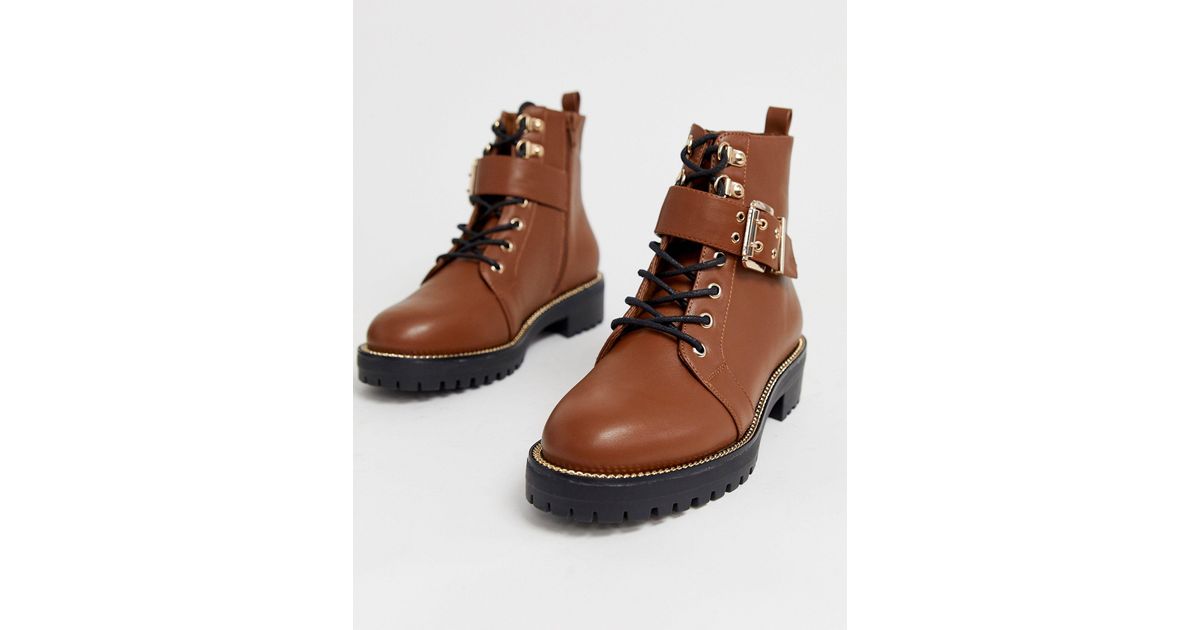 asos design armour chain lace up boots in black