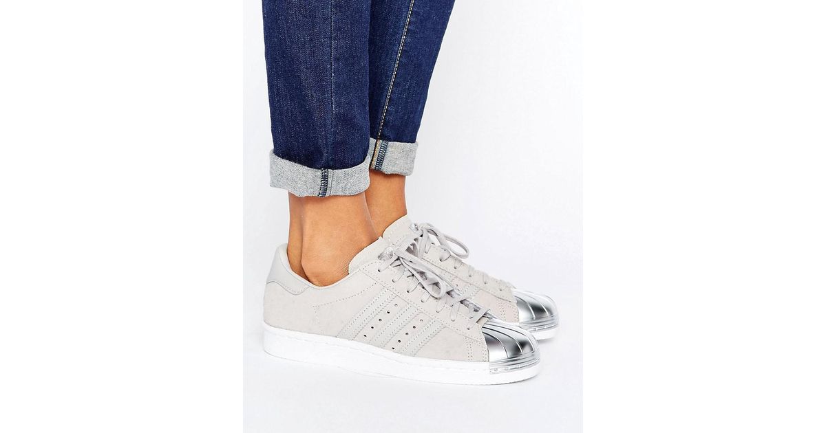 adidas Originals Originals Gray Metallic Superstar Sneakers With Silver Toe  Cap | Lyst
