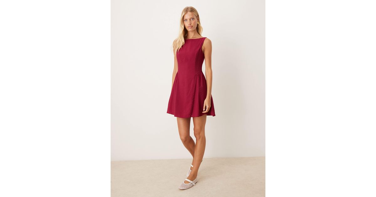 Mango Drop Waist Sleeveless Mini Dress in Red | Lyst