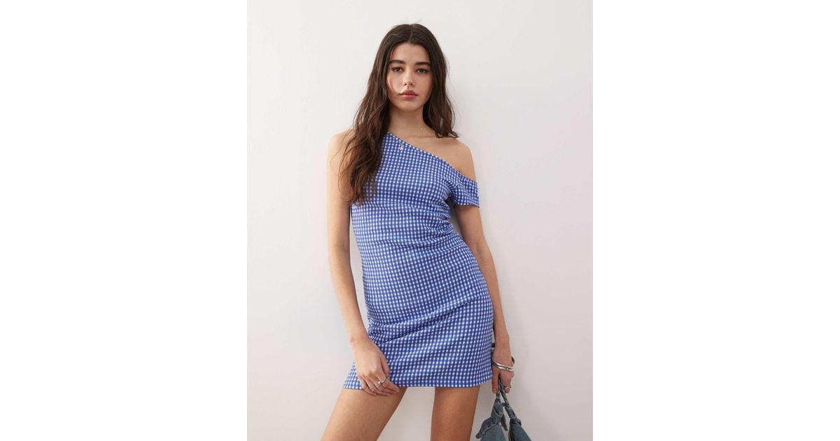 blue gingham off the shoulder dress Petal and Pup Women's Parkway Maxi Dress main image 1