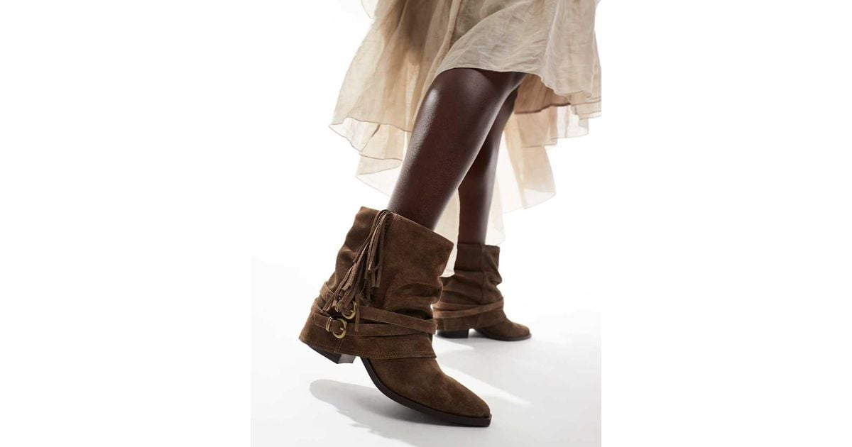 Stradivarius Slouchy Short Boot in Brown Lyst UK