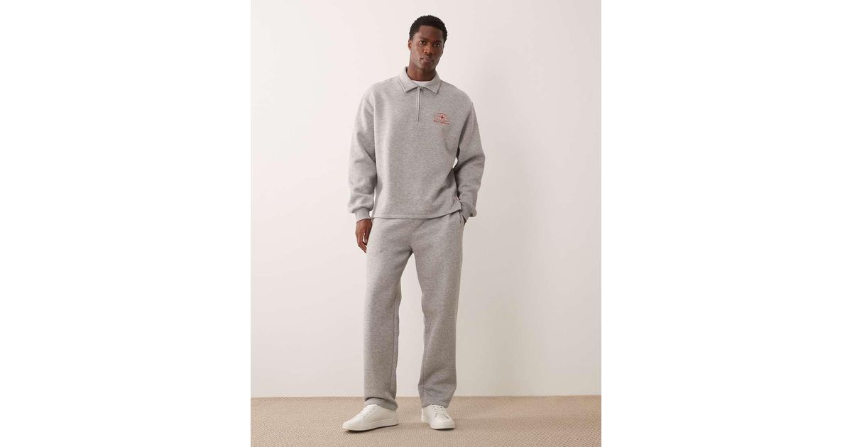ASOS Co-ord Straight Fit jogger With Woven Label in Grey for Men | Lyst UK