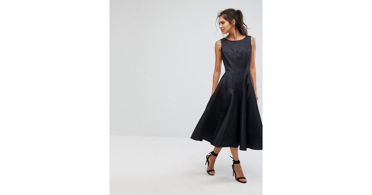 Chi Chi London Fit And Flare Midi Dress With Seam Detail in Black | Lyst