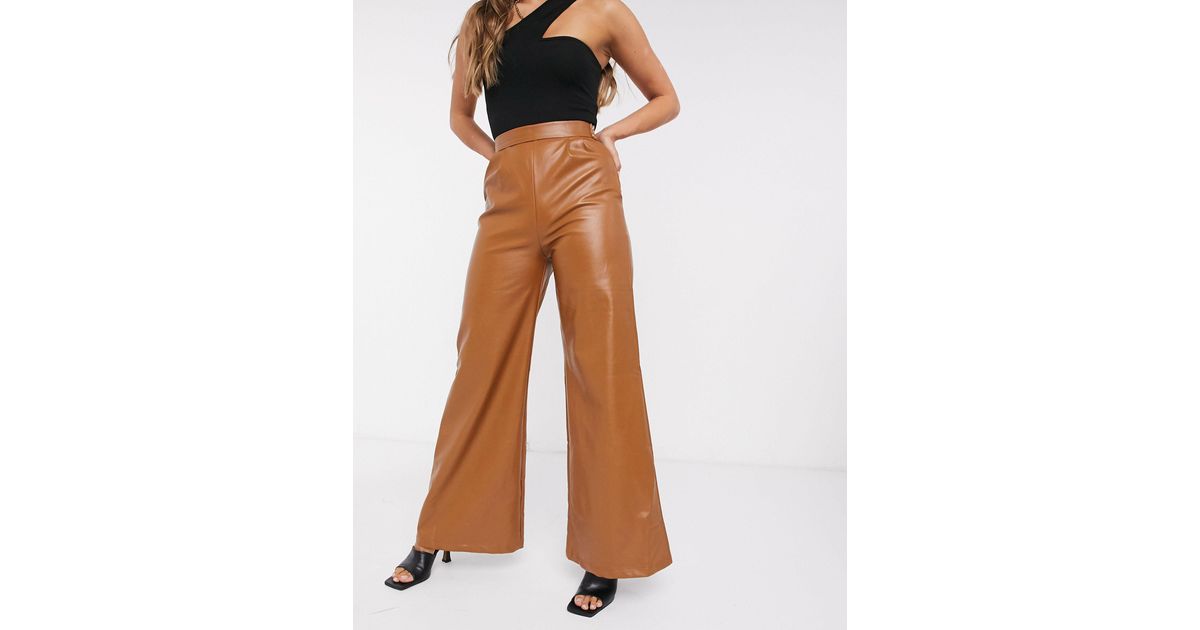 Naanaa Faux Leather Flared Pants in 